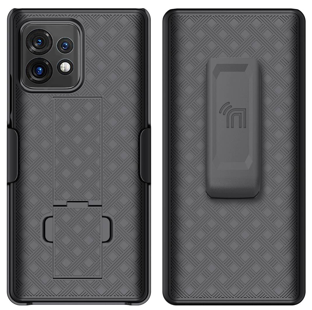 Alt View 2. Nakedcellphone - Case with Stand and Belt Clip Holster for Motorola Edge Plus 5G (2023) - Black.