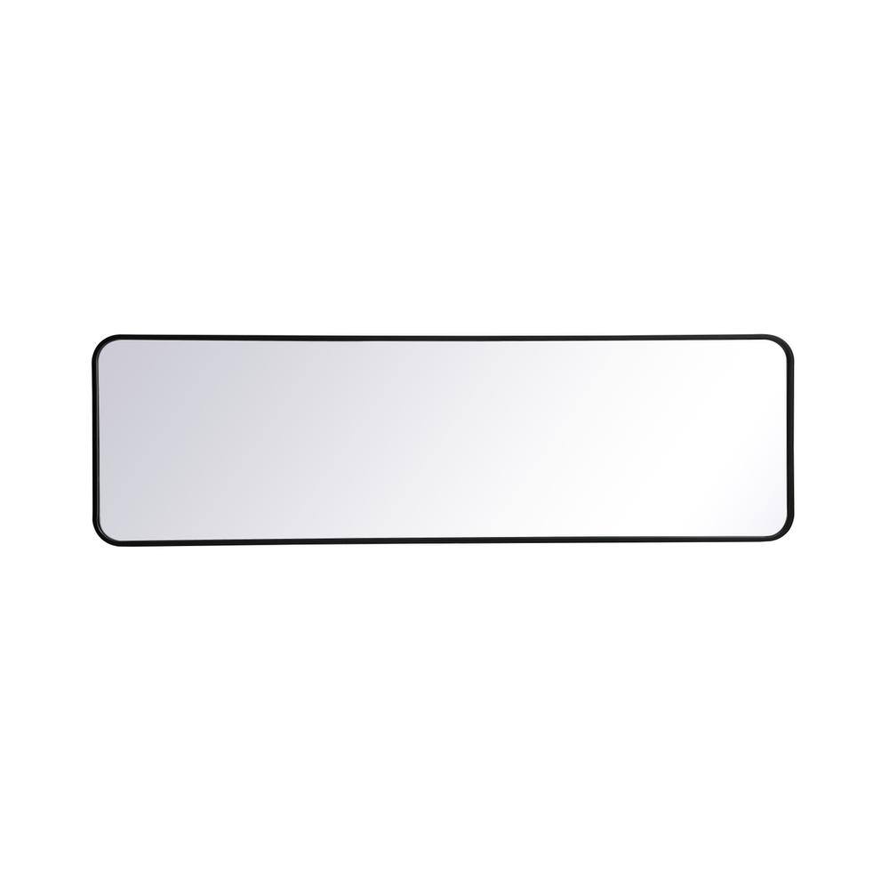 Back. Elegant Decor - Soft corner metal rectangular mirror 18x60 inch in Black - Black.
