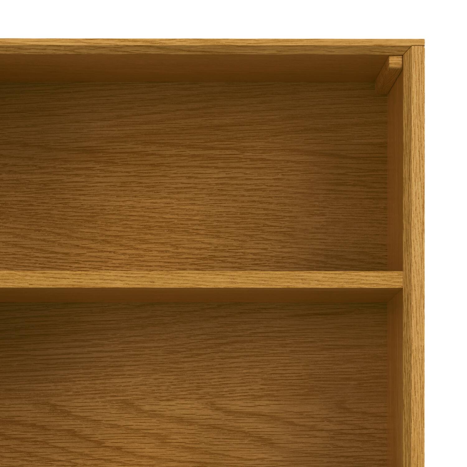 Alt View 6. Simpli Home - Banting 66 inch Tall Solid Wood Mid Century Bookcase in Oak Veneer - Oak Veneer.