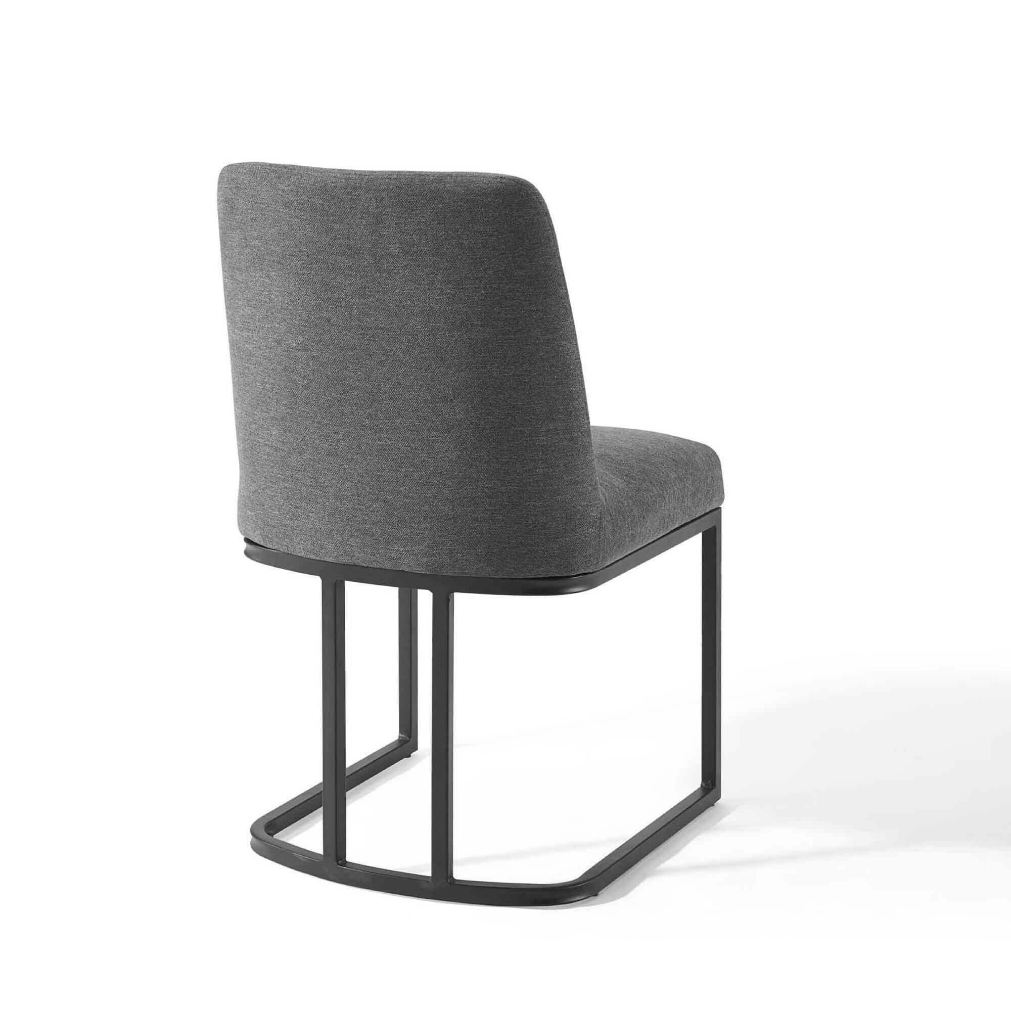 Alt View 5. Modway - Amplify Sled Base Upholstered Fabric Dining Side Chair by Modway - Black Charcoal.