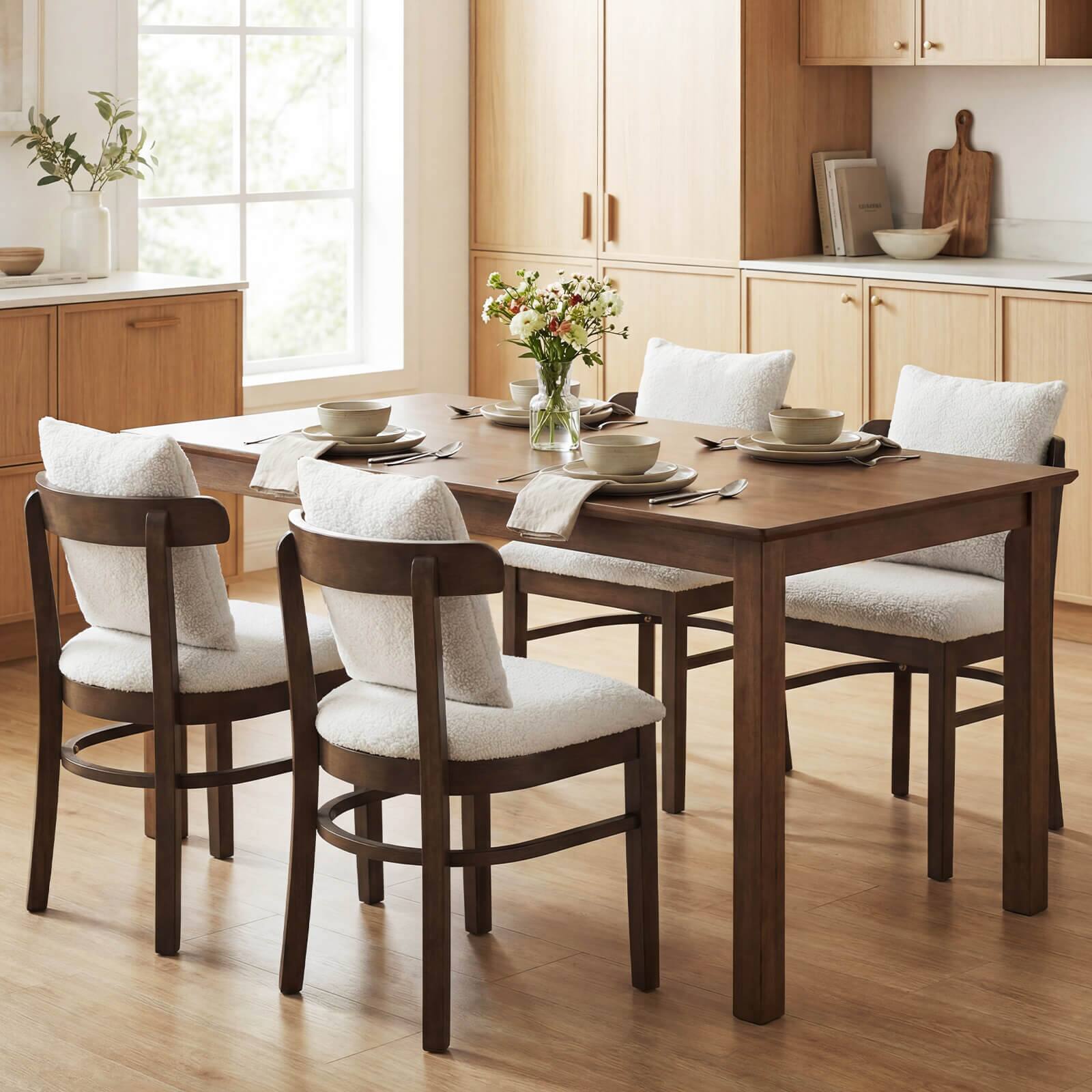 Alt View 5. Costway - Costway Wood Dining Chairs Set of 2 with Removable Pillow, Curved Backrest & Padded Seat - Gray + Brown.