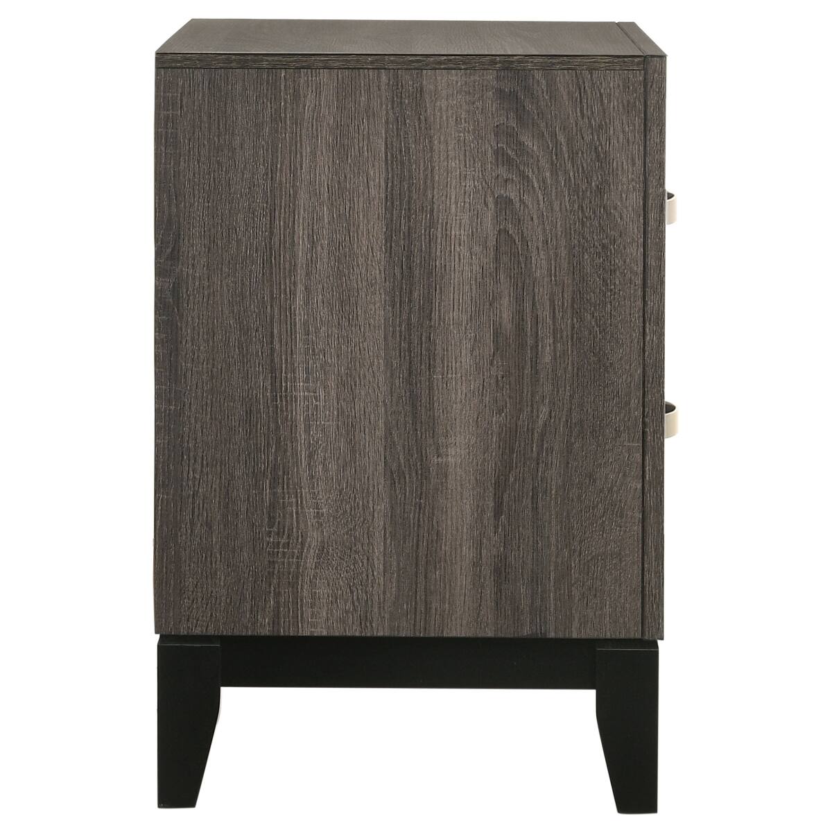Alt View 4. Loheer - Loheer Grey Oak Two Drawer Nightstand with Metal Handles for Bedroom Storage - Grey Oak.