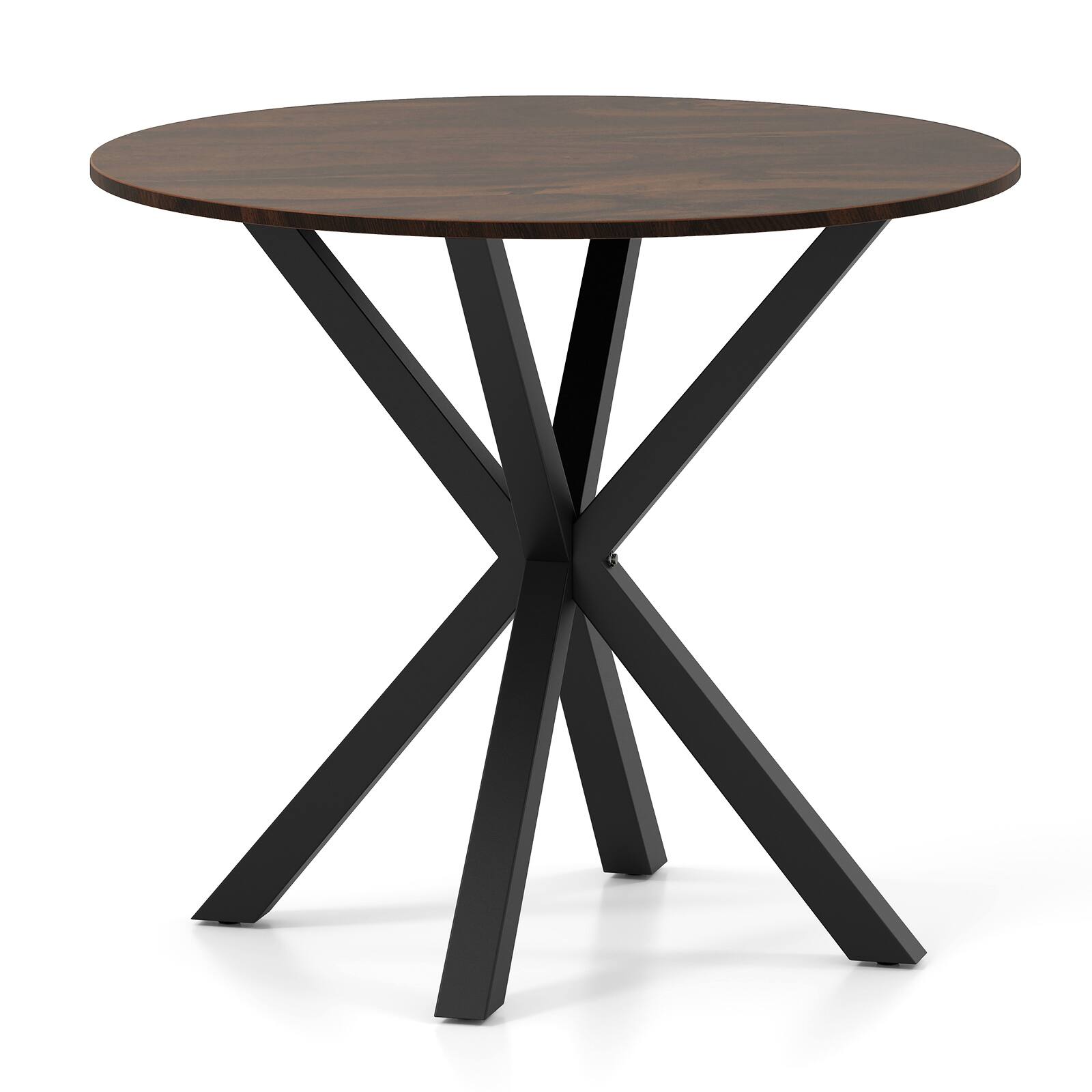 Alt View 9. Gymax - Gymax 36'' Round Farmhouse Dining Table for 4 w/Stable Intersecting Pedestal Base Brown - Brown.