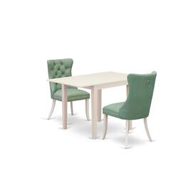 East West Furniture - 3 Piece Dinette Set Consists of a Rectangle Dining Table with Dropleaf - White