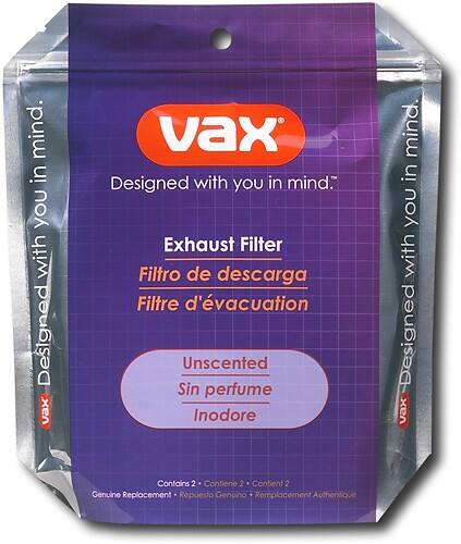 Front Standard. Vax - Unscented Exhaust Filter for Select Vax Vacuums (2-Pack).