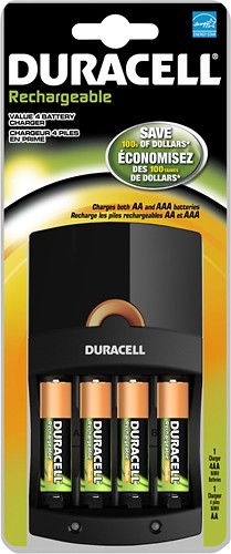 Best Buy: Duracell Battery Charger with 4 Rechargeable AA NiMH Batteries  CEF14NC