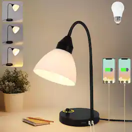 Stamp n Camp - Desk Lamps Table Lamps for Bedrooms with 2 USB Port Stepless Dimmable Bedside Lamps Adjustable Gooseneck Lamp for - default