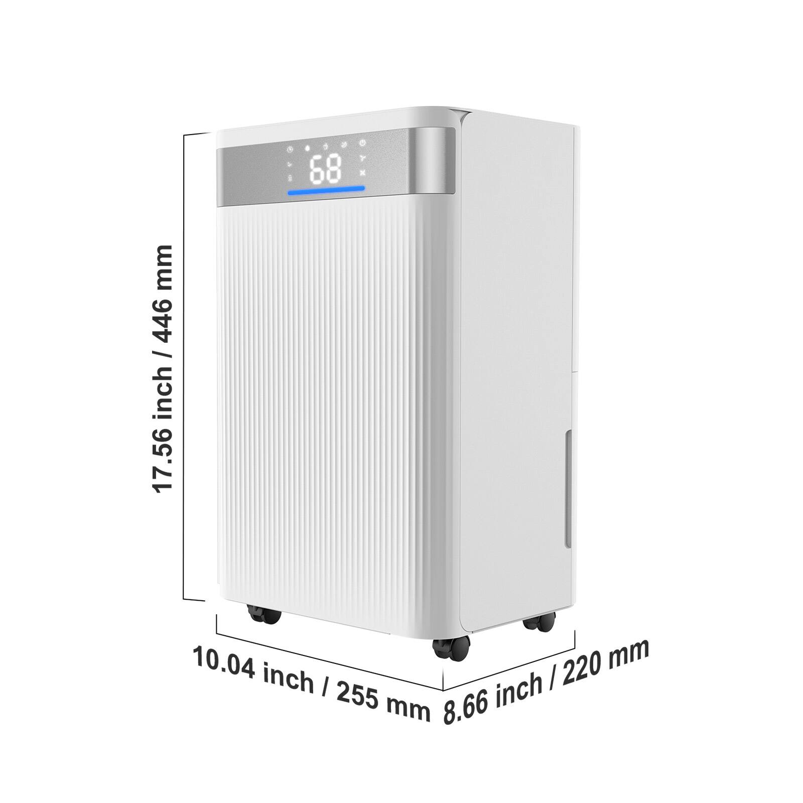 - Height: 17.56 inch / 446 mm
- Width: 10.04 inch / 255 mm
- Depth: 8.66 inch / 220 mm