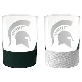Great American Products - Michigan State Spartans 14oz. Commissioner Rocks Glass Two-Piece Set - Multicolor