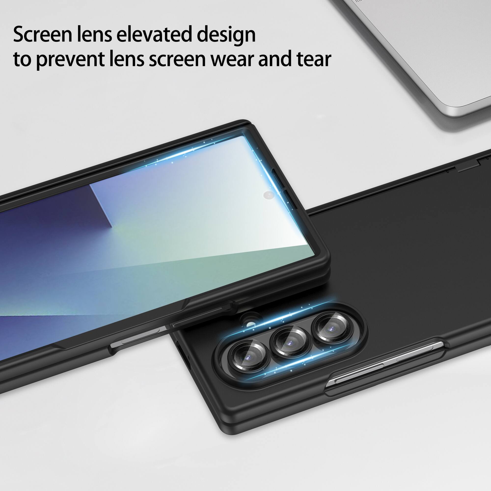 Screen lens elevated design to prevent lens screen wear and tear