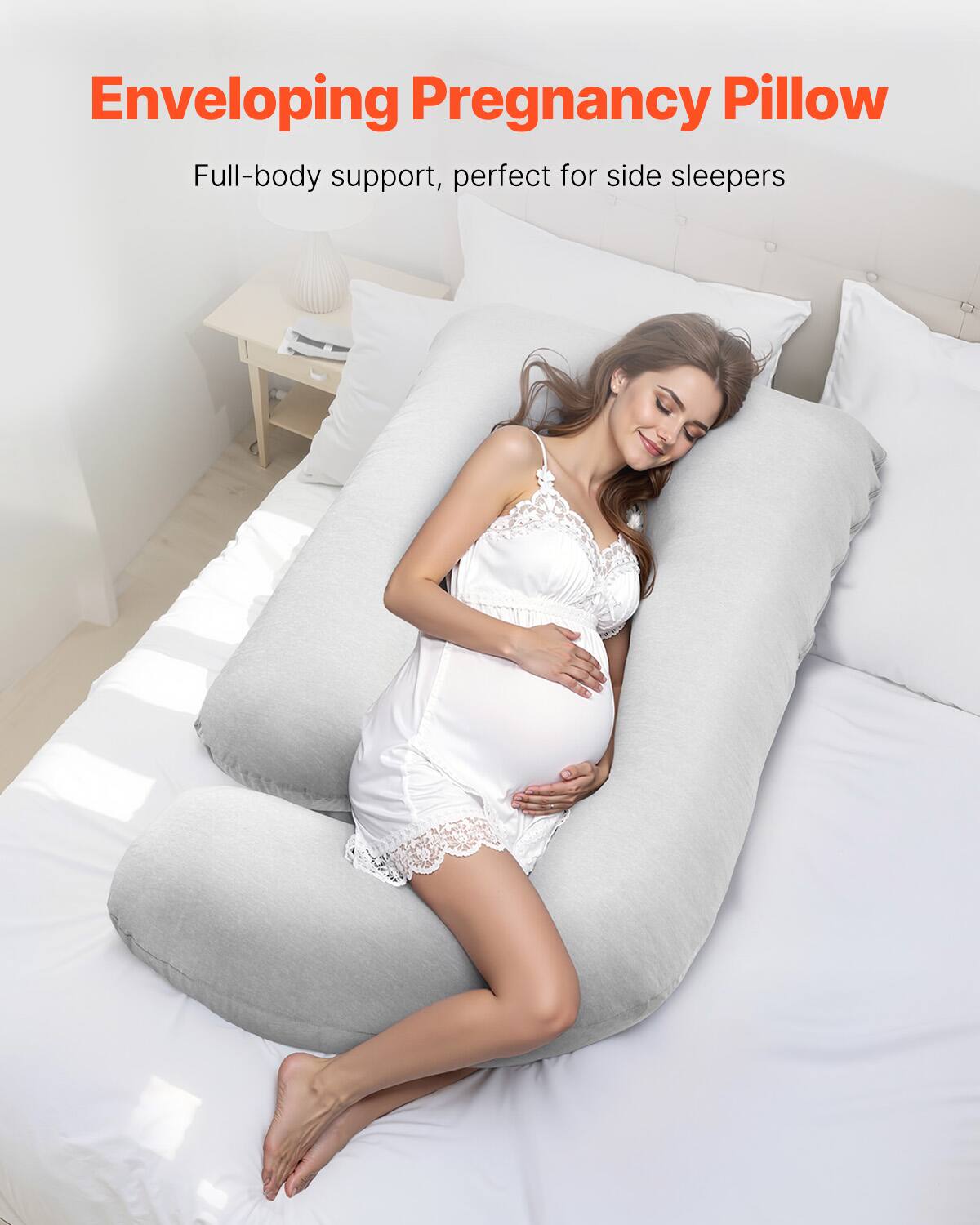 Enveloping Pregnancy Pillow  
Full-body support, perfect for side sleepers