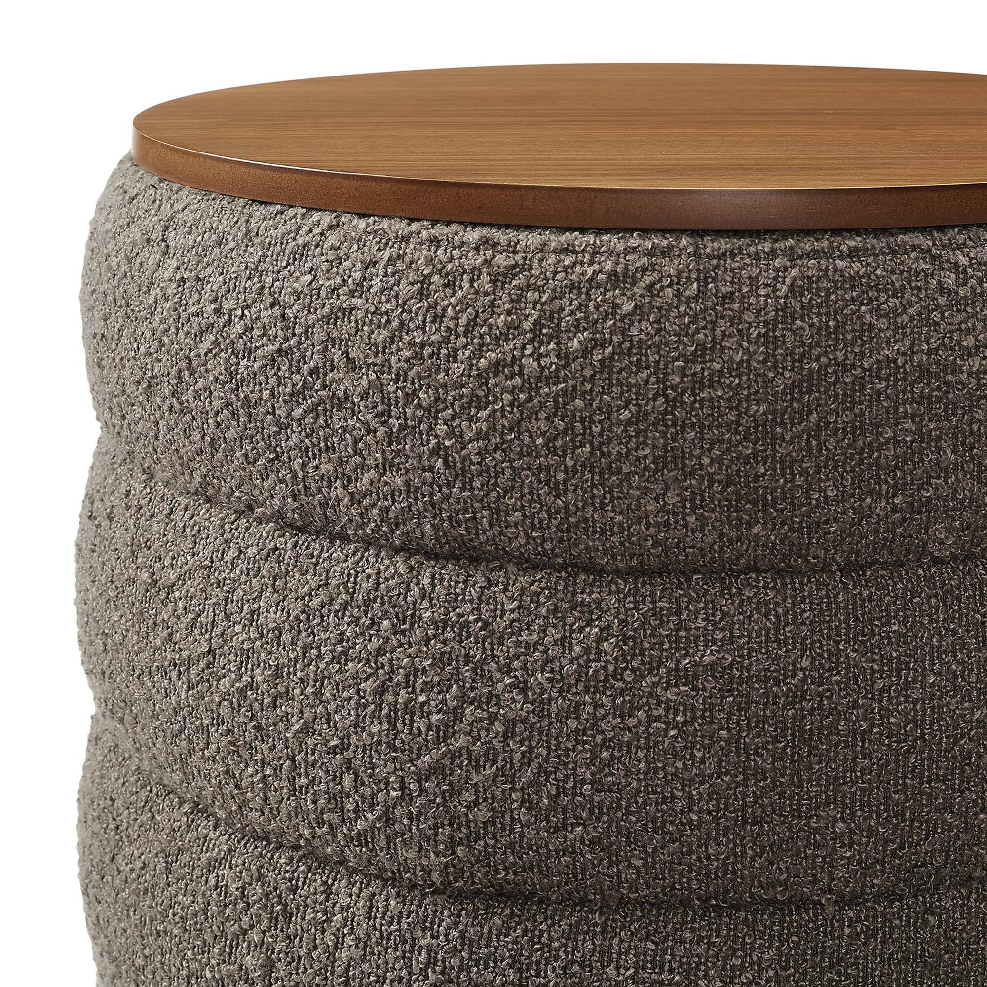 Alt View 5. Modway - Mezzo Round Boucle Fabric Storage Ottoman by Modway - Pebble.