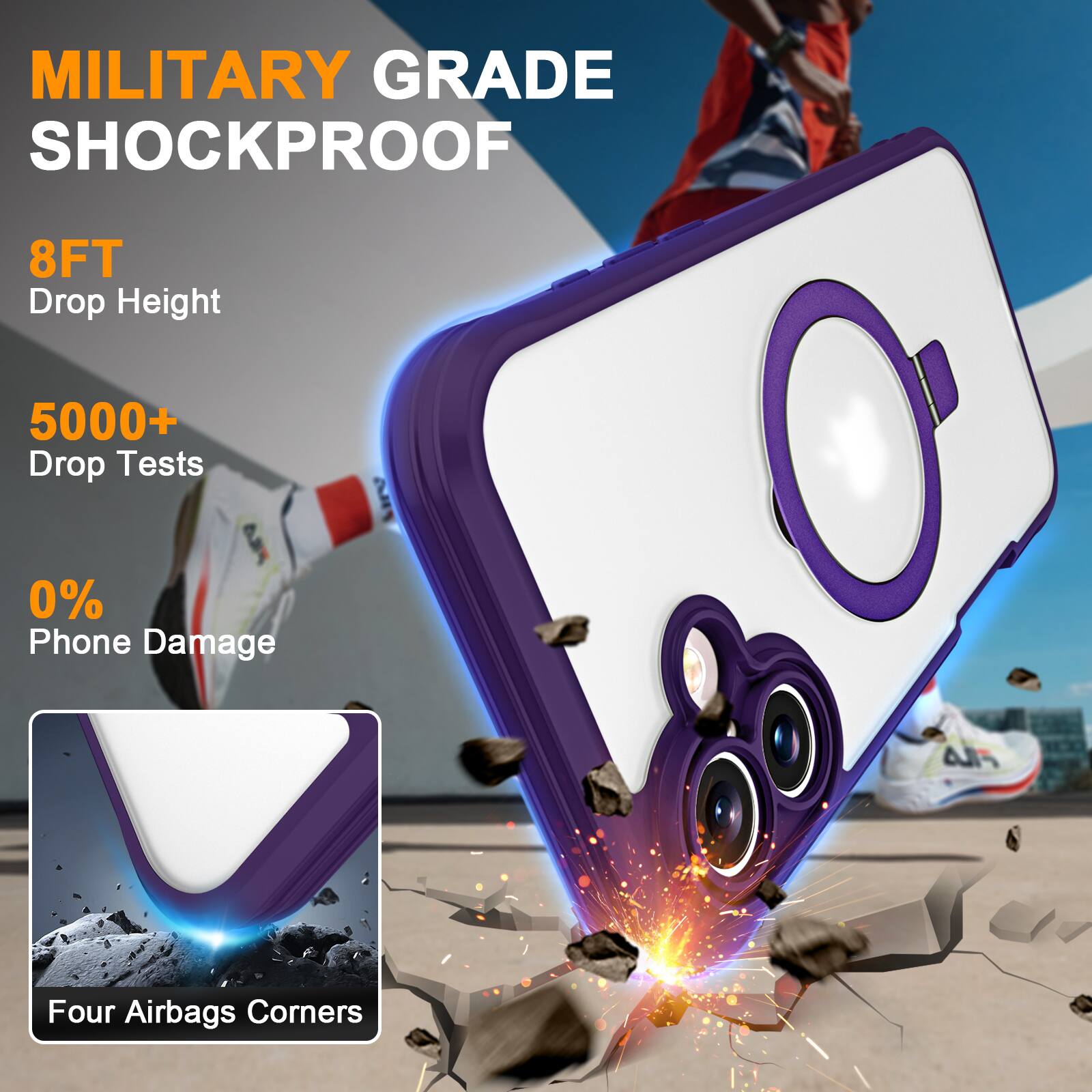 MILITARY GRADE SHOCKPROOF

8FT Drop Height

5000+ Drop Tests

0% Phone Damage

FILA

Four Airbags Corners