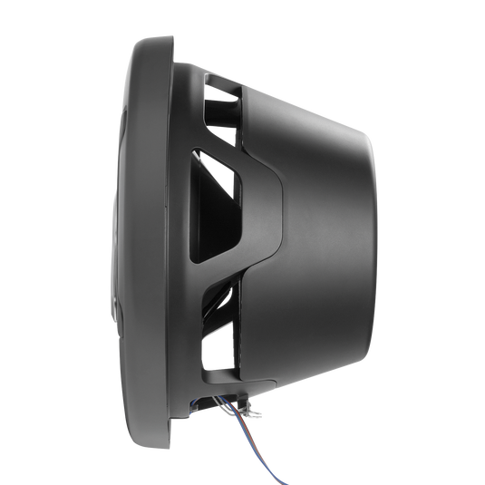 Left. JBL - JBL CLUB12 12" (304mm) marine audio subwoofer with RGB lighting   400W – white/Gray grills included - Black.