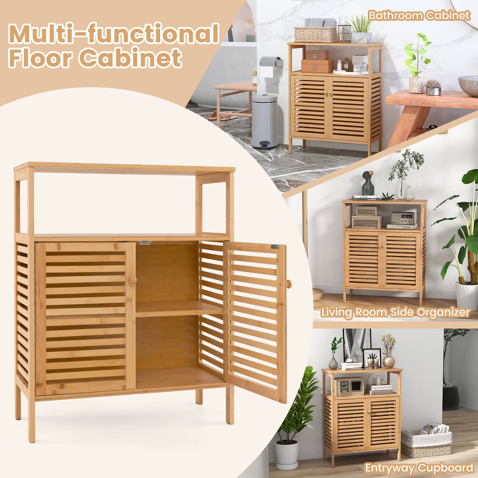 Multi-functional Floor Cabinet

Bathroom Cabinet

Living Room Side Organizer

Entryway Cupboard