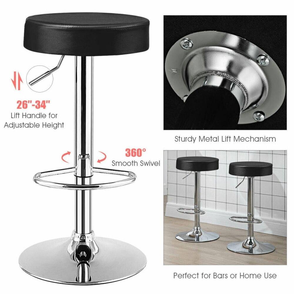 26"-34" Lift Handle for Adjustable Height  
360° Smooth Swivel  
Sturdy Metal Lift Mechanism  
Perfect for Bars or Home Use