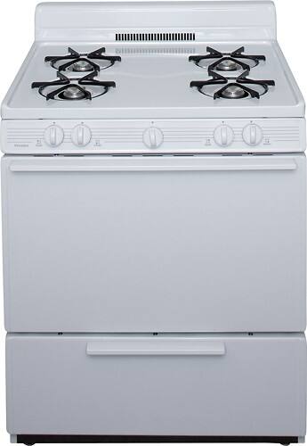 Front Standard. Premier - 30" Freestanding Gas Range - White.