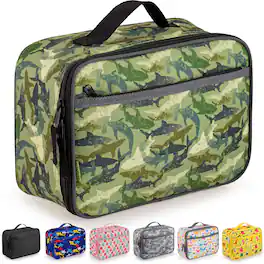 Zulay Kitchen - Insulated Lunch Bag - Thermal, Portable, BPA Free - Sharks Camouflage