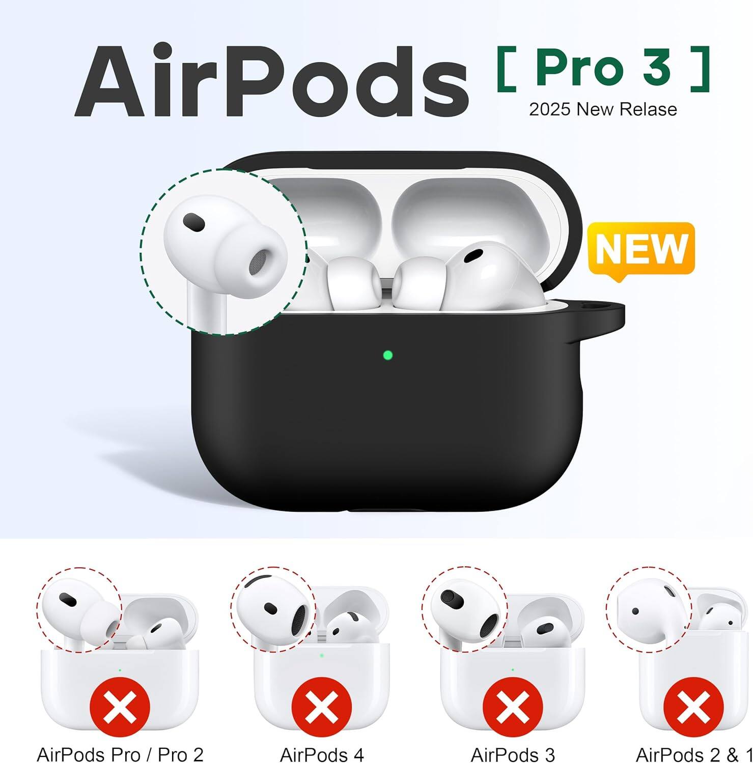AirPods [Pro 3]  
2025 New Release  

NEW  

AirPods Pro / Pro 2  
AirPods 4  
AirPods 3  
AirPods 2 & 1