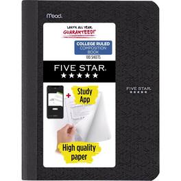 Five Star - 7.50 in. W X 9.75 in. L College Ruled Double Stitched Assorted Composition Book