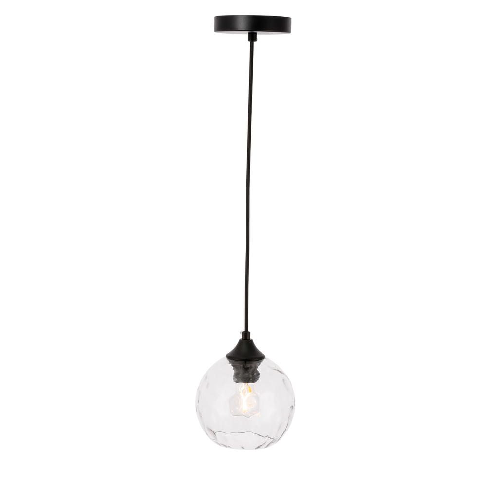 Alt View 9. Living District - Cashel 1 light Black and Clear glass pendant - Black And Clear Glass.