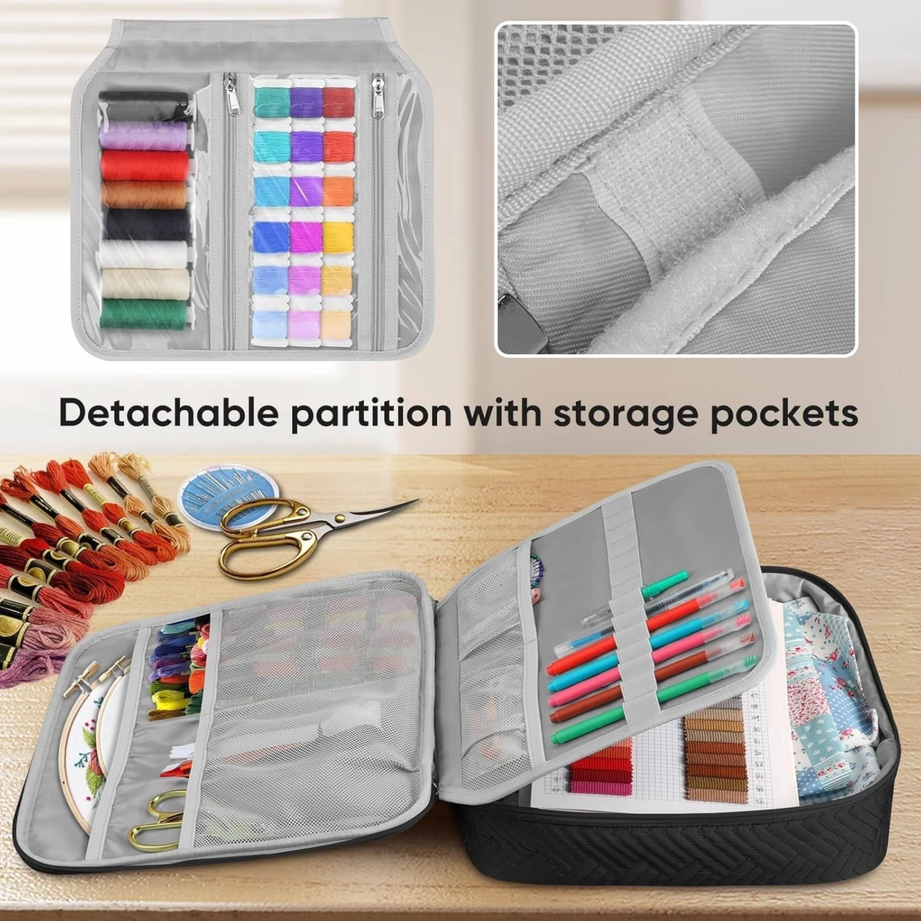 Detachable partition with storage pockets