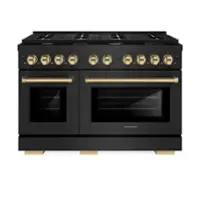 ZLINE - Autograph 48" Paramount Black Stainless Gas Range w/ 8 Burners & Gold Accents (SGRBZ-48-G) - Black Stainless Steel - Front_Zoom