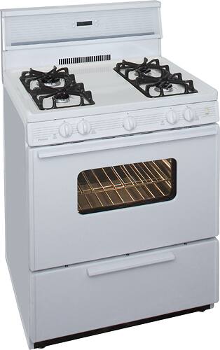 Angle View: Premier - 30" Freestanding Gas Range - White