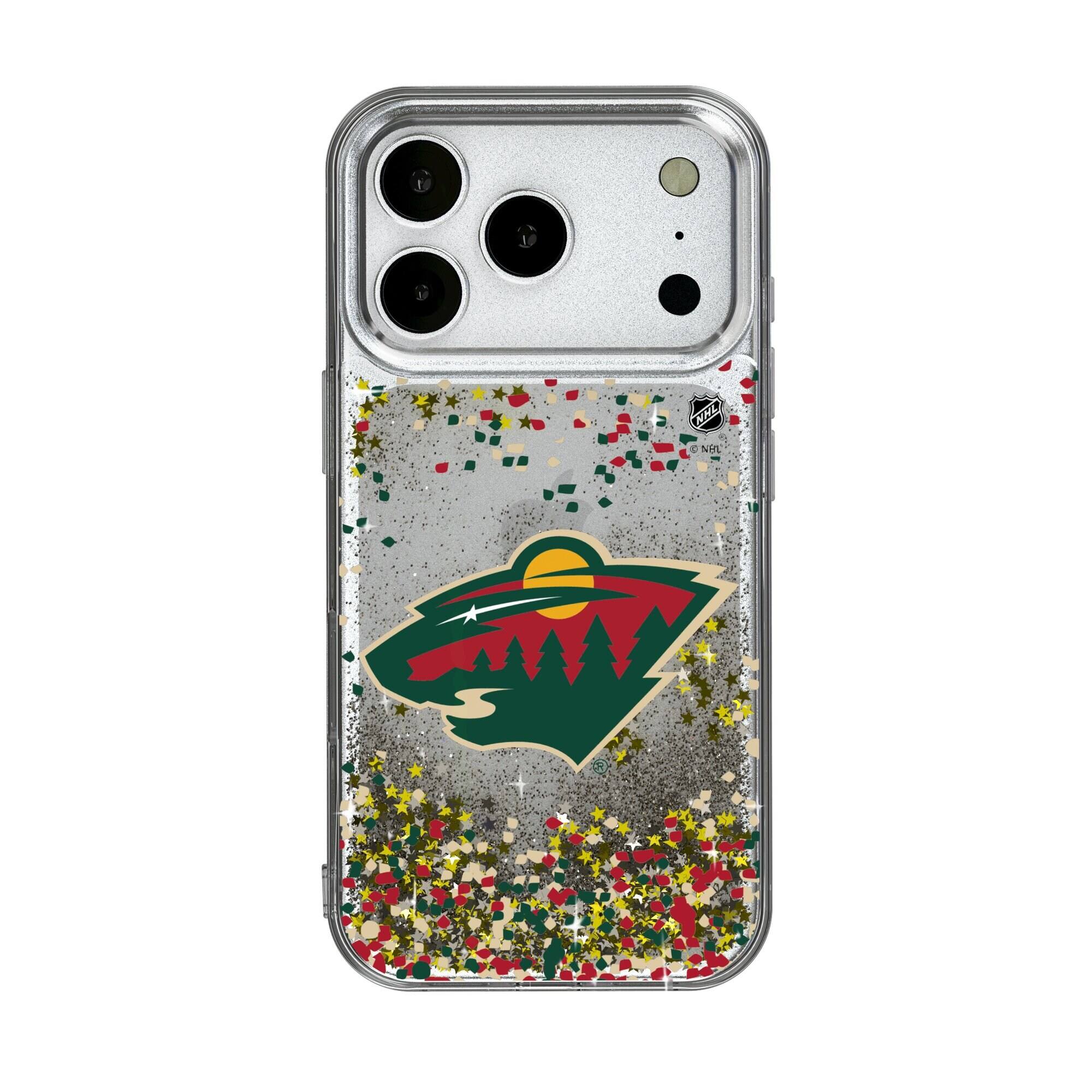 Front. Keyscaper - Minnesota Wild iPhone Confetti Glitter Case - 16 - Multicolor.