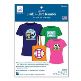 AccuQuilt - June Tailor JT855 8-1/2-Inch by 11-Inch Dark T-Shirt Inkjet Transfers, 3-Pack