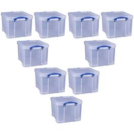 Really Useful Box - 32 Liter Storage Container w/Snap Lock Handles, 9 Pack - Clear