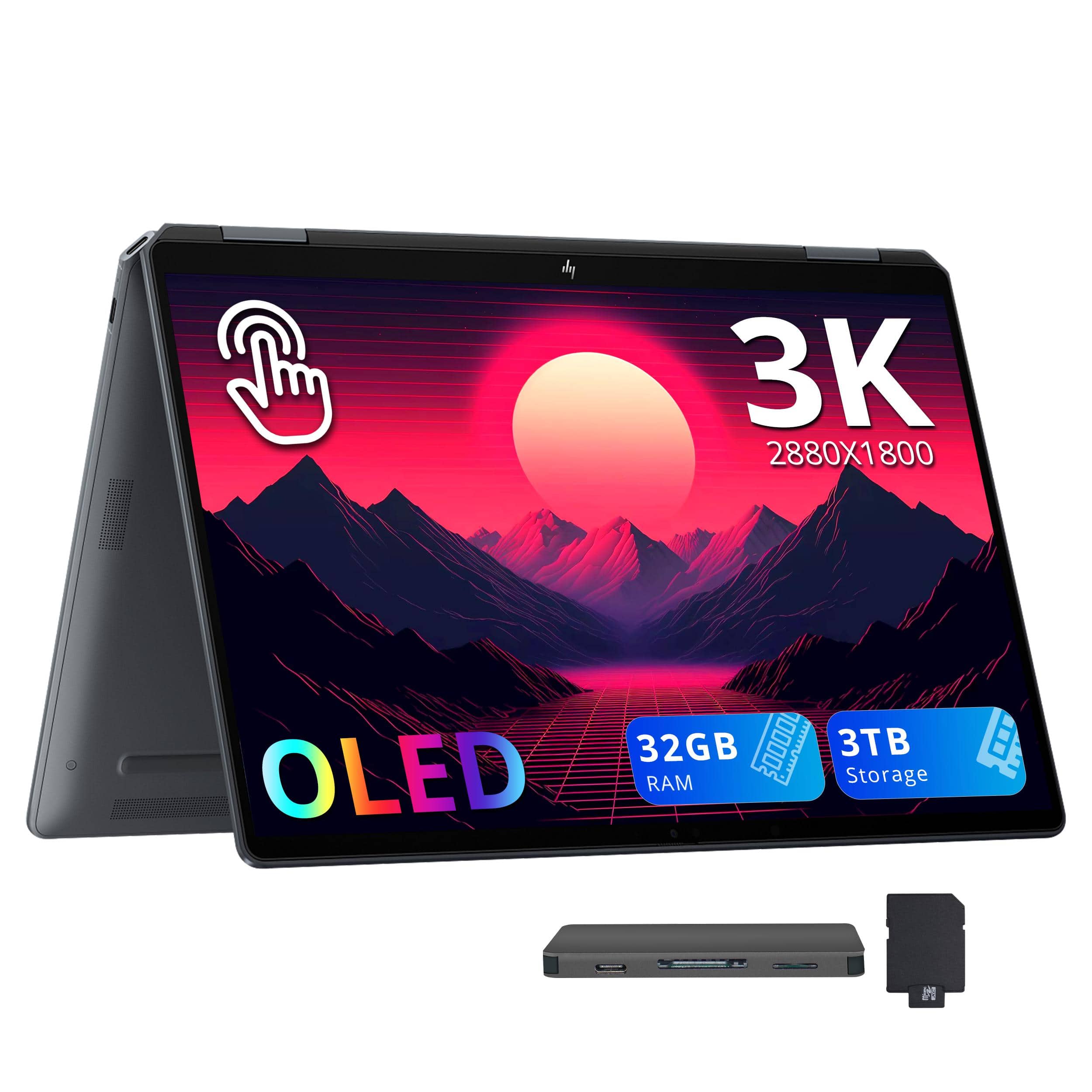 HP - OmniBook 14" 2-in-1 Touchscreen Laptop,Intel Ultra 9 288V,32GB RAM,2TB SSD+1TB Dock Set,Backlit Keyboard,Win 11 - Gray