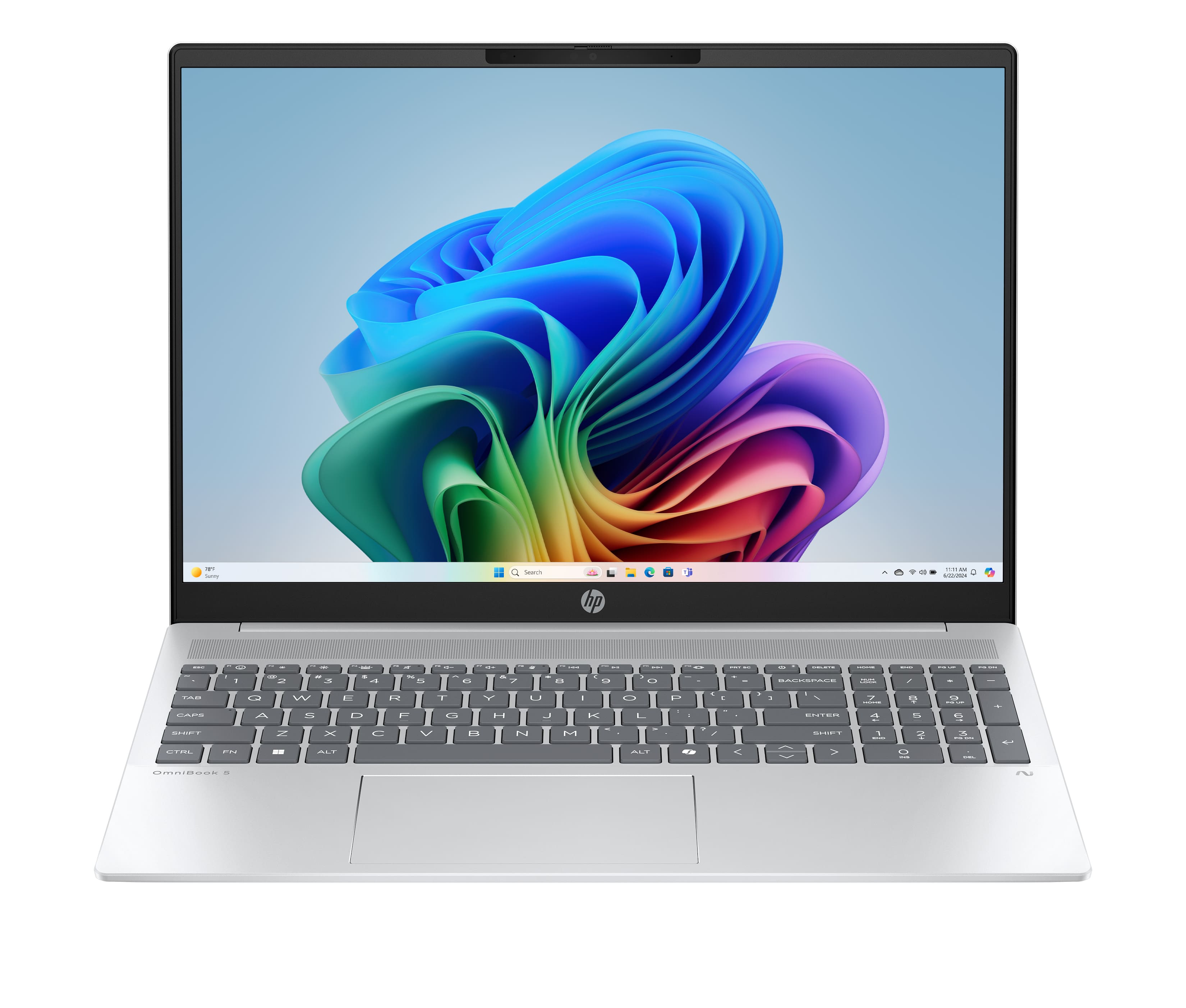 HP - OmniBook 5 16 inch Laptop Next Gen AI PC 16-ag1000nr AMD Ryzen AI 5 340 16GB RAM 512GB SSD Win 11 Silver - Glacier silver aluminum - Front_Zoom