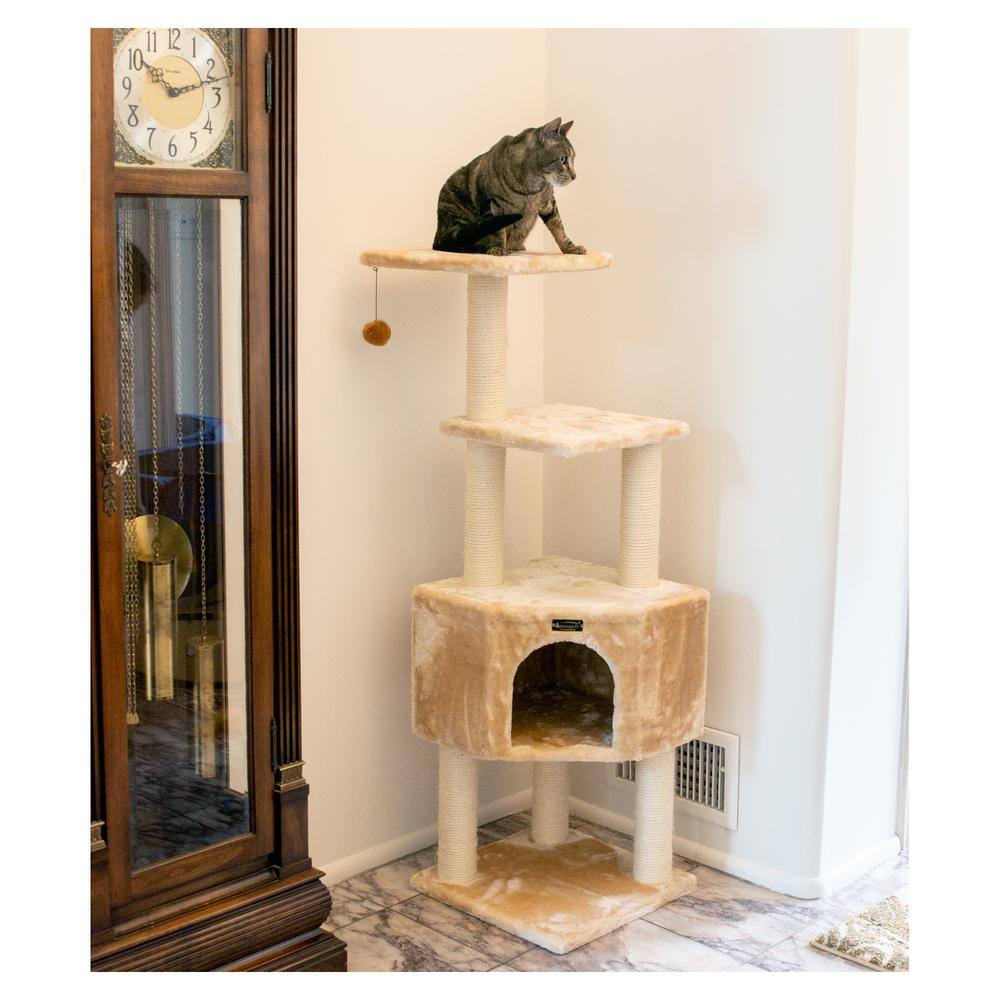 Alt View 1. Armarkat - 3 Levels Real Wood Cat Tower For Kittens Play 48 Height Beige - Beige.