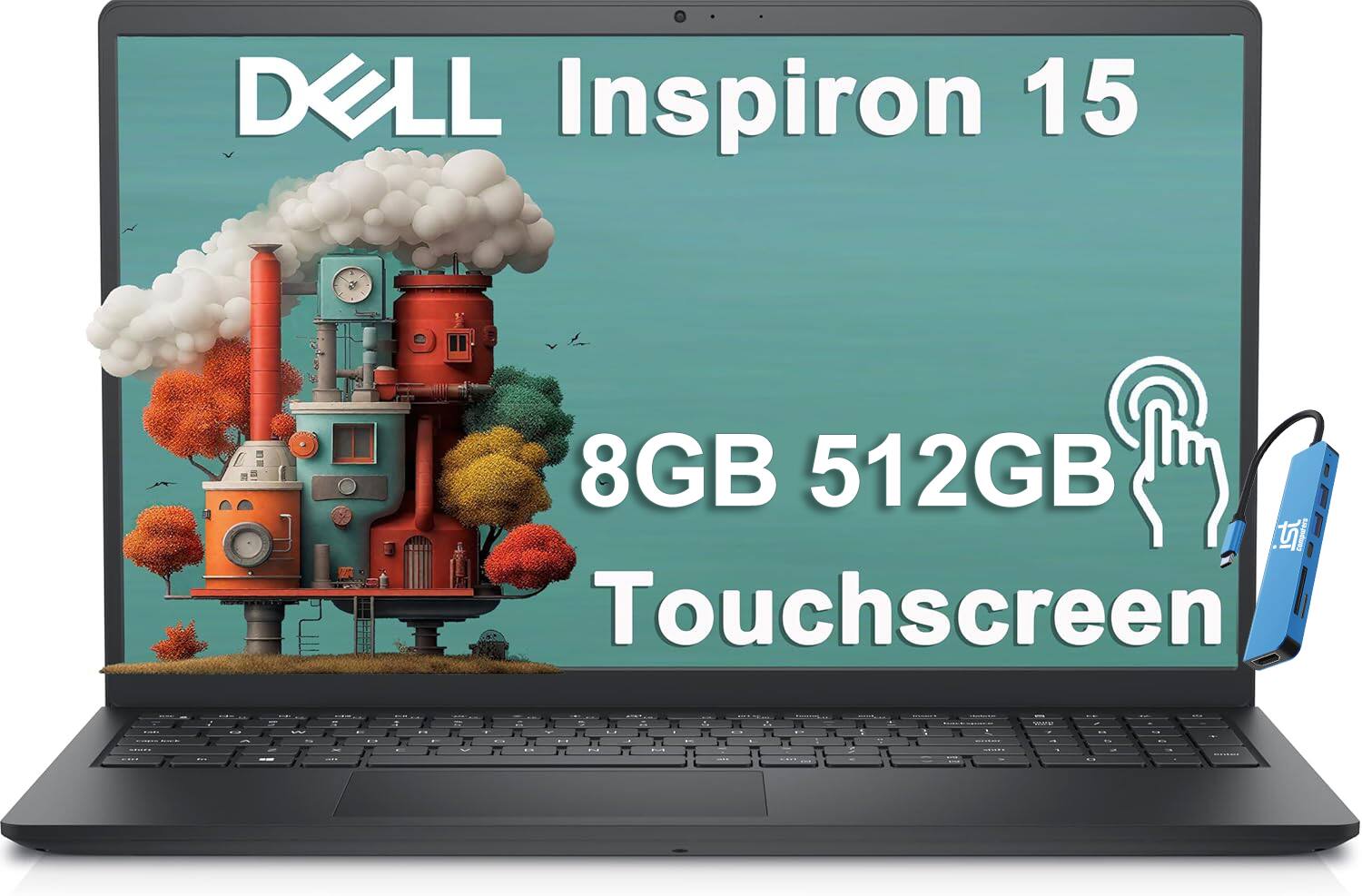 Dell - Upgraded - Inspiron 15 3520 15.6" Touch Screen Laptop - Intel Core i5 with 8GB Memory - 512GB SSD - Carbon Black