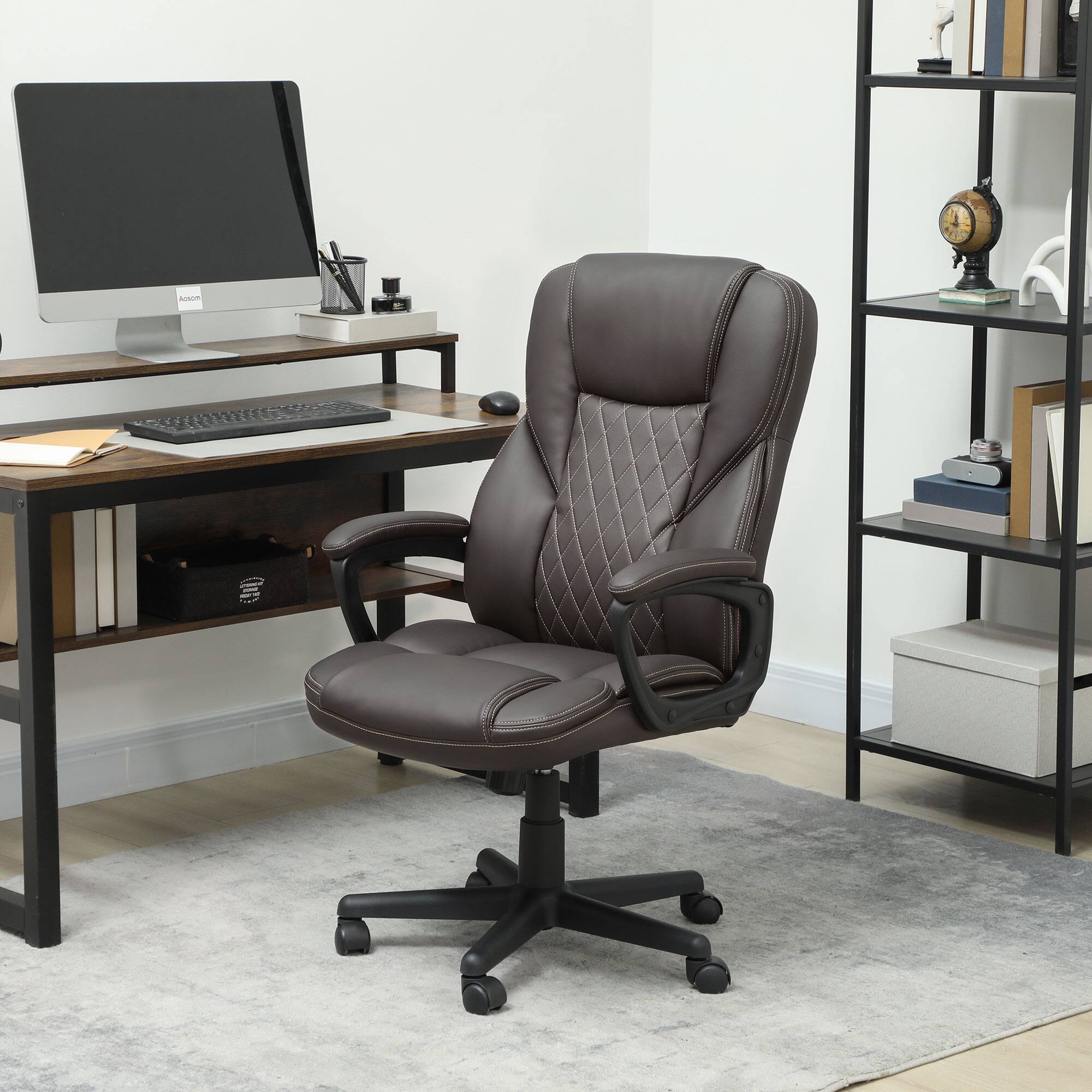 Alt View 1. Homcom - Back Ergonomic Office Chair - Brown.