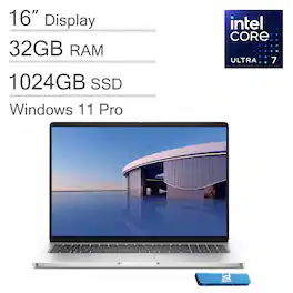 Dell - Pro 16 16" FHD+ Business Laptop - Intel Core Ultra 7 255U - 32GB - 1TB SSD - Windows 11 Pro - International Version - Silver