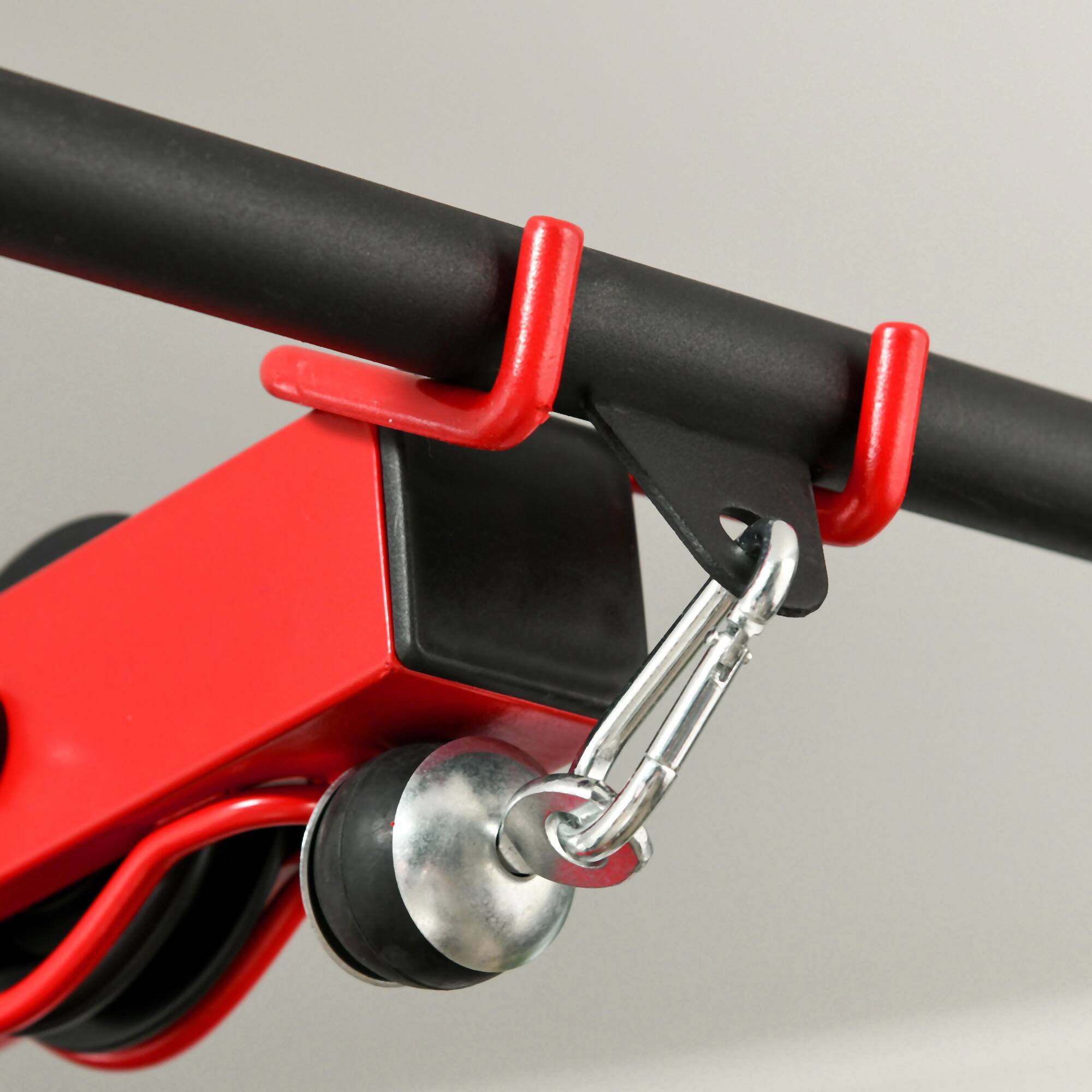 Alt View 7. Soozier - Cable Machine, LAT Machine with High and Low Pulley Stations, Cable Row Machine with Adjustable Seat - Black and Red.