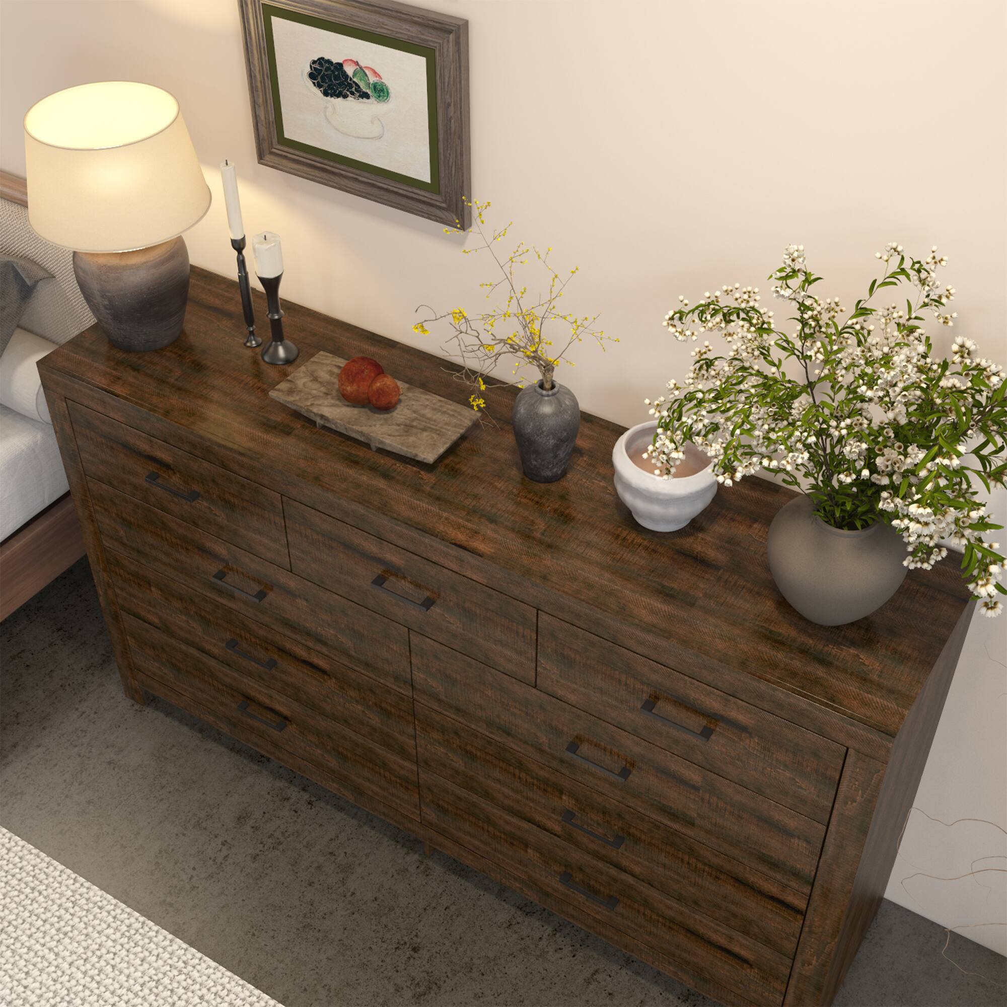 Alt View 7. Famapy - Famapy Horizontal Dresser - Minimalist Modern 9-Drawers Cabinet for Home Storage - Brown.
