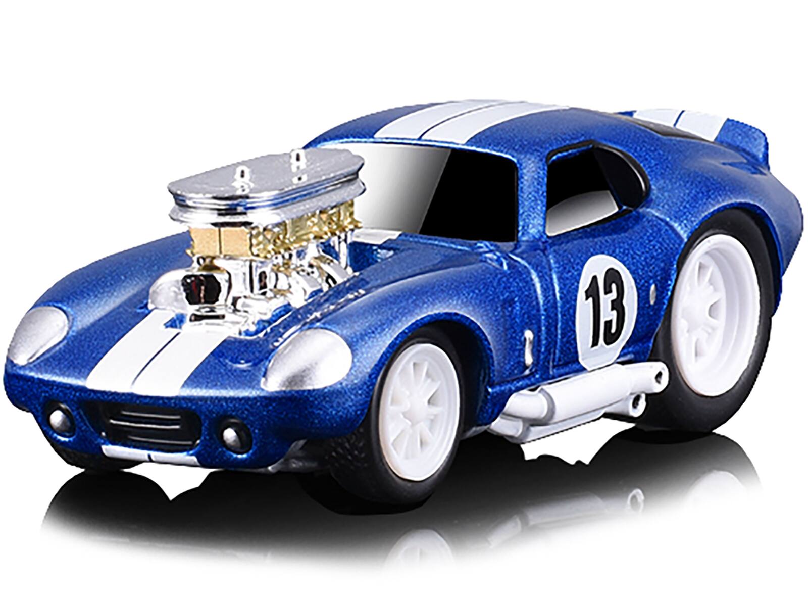 Alt View 1. Muscle Machines - 1965 Shelby Daytona Coupe #13 Blue Metallic with White Stripes 1/64 Diecast Model Car by Muscle Machines.