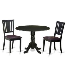 East West Furniture - 3 Pc Kitchen Table set for 2-Dinette Table and 2 Kitchen Chairs - Black