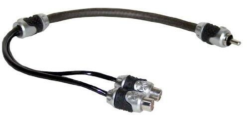 Angle. Pyle - Sound Around BRAND-X XXLYMFSQ 1 Foot Black/ Silver Dual Female to Single Male RCA "Y" Adapter.