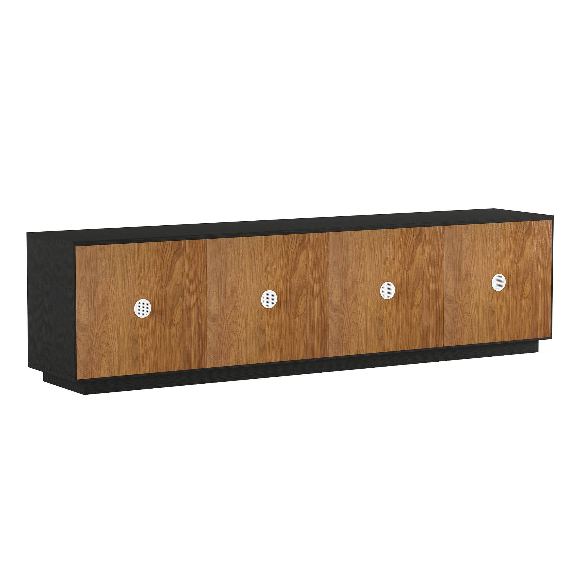 Alt View 6. luck idea - 87.79" TV Stand, Media Console with Storage Cabinets & Adjustable Shelves for Living Room - Black.