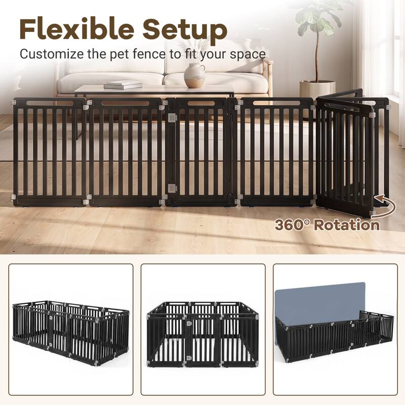 Flexible Setup  
Customize the pet fence to fit your space  
360° Rotation