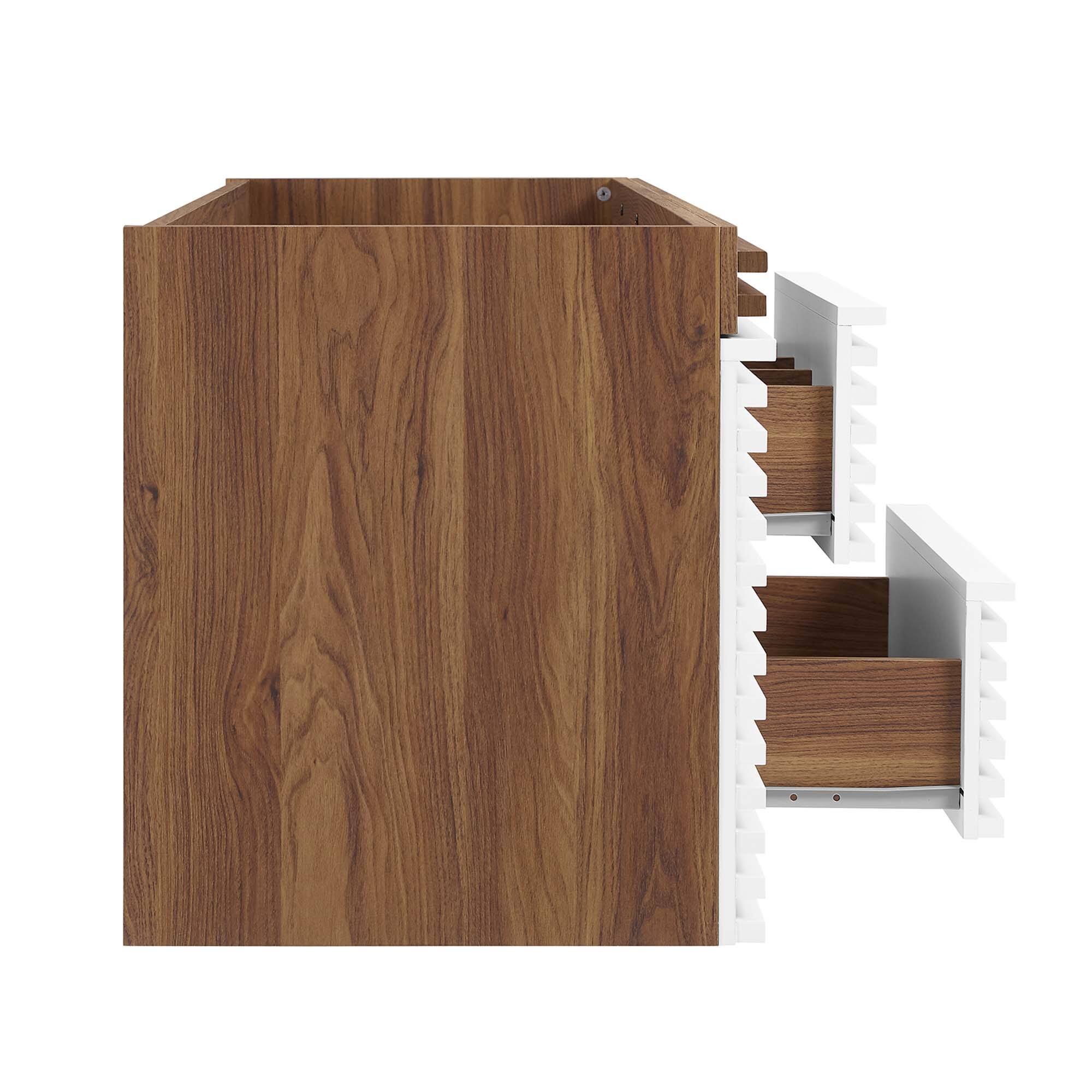 Alt View 2. Modway - Render 48" Wall-Mount Bathroom Cabinet Basin Not Included by Modway - White Walnut.