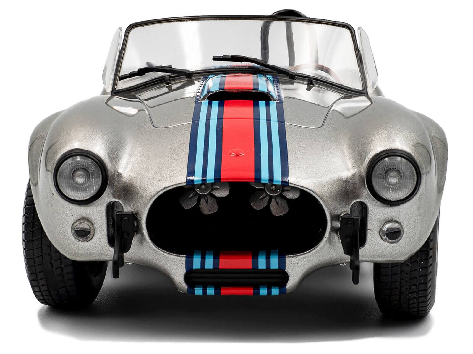 Alt View 3. Solido - 1965 Shelby Cobra 427 MKII "Solido Works M Racing Tribute" Gray Metallic with Stripes 1/18 Diecast Model Car by Solido.