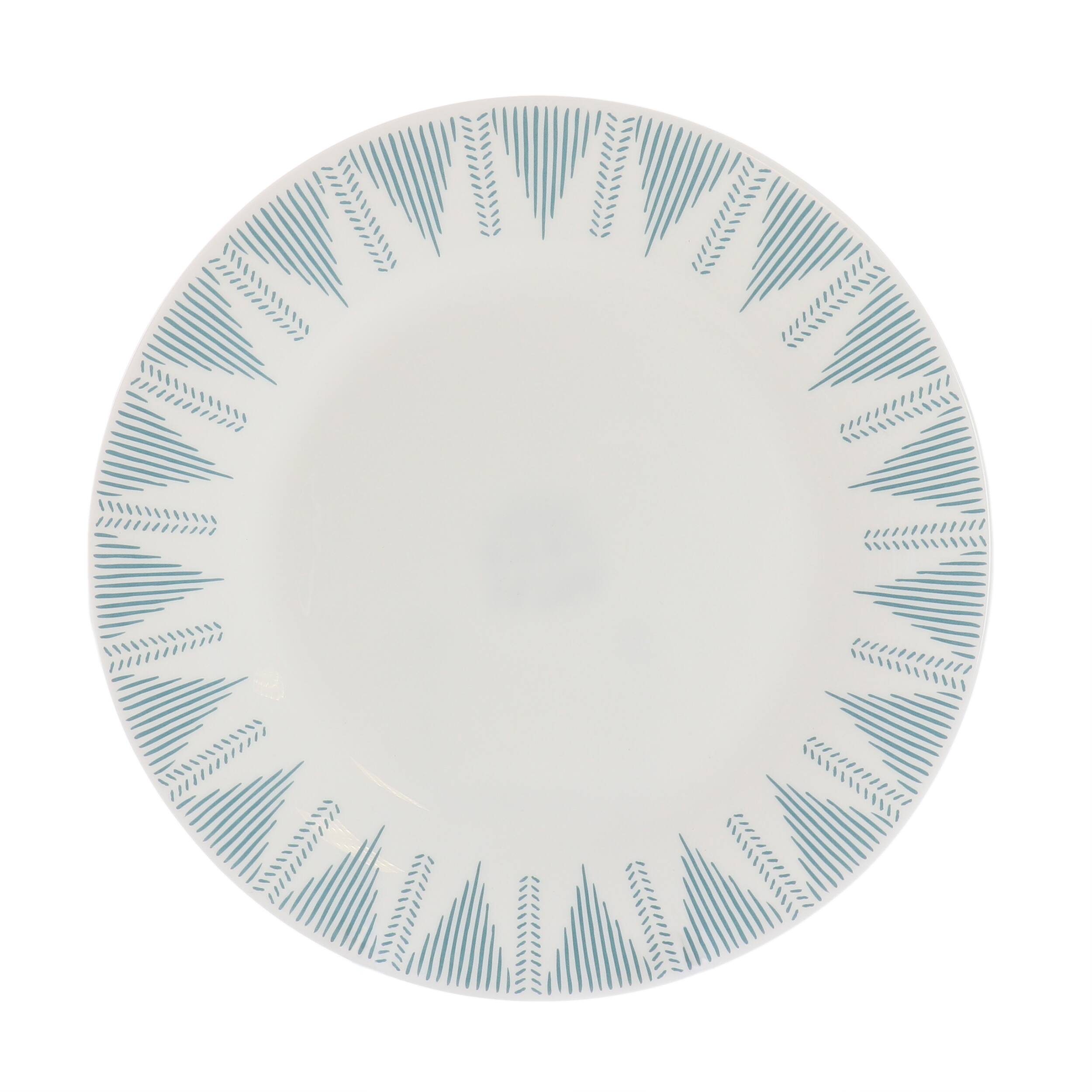 Alt View 1. Gibson - Ultra by Gibson Piper Point 12 Piece Opal Glass Dinnerware Set in White With Blue Accents - White and Blue.