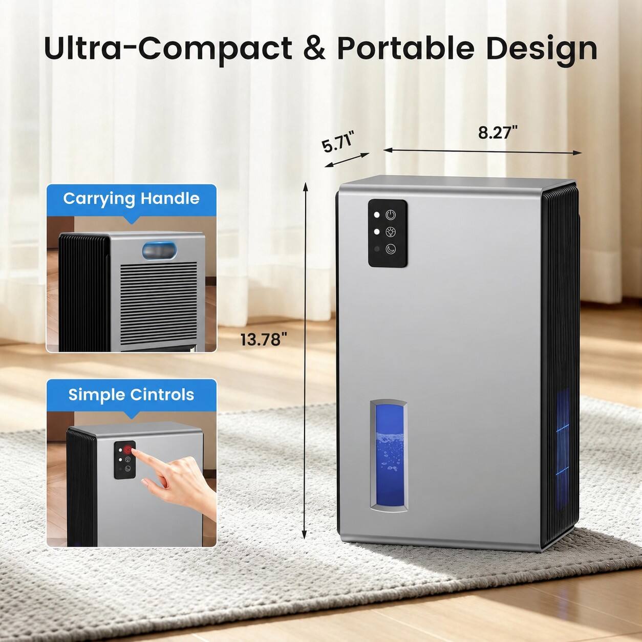 Ultra-Compact & Portable Design

5.71"
8.27"
Carrying Handle
13.78"
Simple Controls