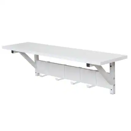 Front. JJS - Floating Shelf Coat Rack - White.