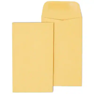 Front. Staples - Kraft #3 Coin Envelope, 2 1/2 x 4 1/4, 500/Box - Brown.